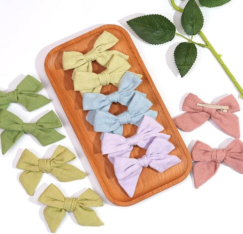 40 Pieces Girls Hair Bows Linen Fabric Bows Alligator Clips Hair Accessories for Little Girls Toddlers Kids and Teens in Kuwait