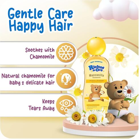 Ricitos de Oro Chamomile Manzanilla, Baby Shampoo, Hypoallergenic, 3 Pack, 8.4 FL Oz Bottles in Kuwait