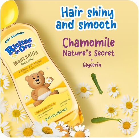 Ricitos de Oro Chamomile Manzanilla, Baby Shampoo, Hypoallergenic, 3 Pack, 8.4 FL Oz Bottles in Kuwait