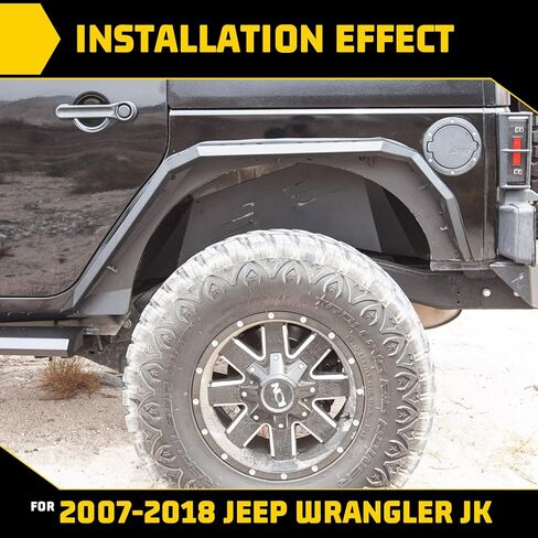 بطانات Fender الداخلية متوافقة مع Jeep Wrangler JK JKU UNLIMITED 2WD 4WD 2007-2018 ، FROKED ROAD ROAD POWDER STEEL STELL FRONT + 4PCs مع الملحقات in Kuwait