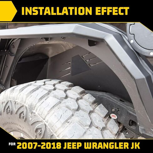 بطانات Fender الداخلية متوافقة مع Jeep Wrangler JK JKU UNLIMITED 2WD 4WD 2007-2018 ، FROKED ROAD ROAD POWDER STEEL STELL FRONT + 4PCs مع الملحقات in Kuwait
