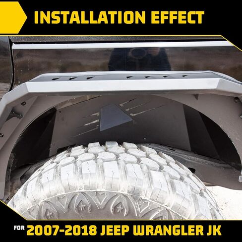 بطانات Fender الداخلية متوافقة مع Jeep Wrangler JK JKU UNLIMITED 2WD 4WD 2007-2018 ، FROKED ROAD ROAD POWDER STEEL STELL FRONT + 4PCs مع الملحقات in Kuwait