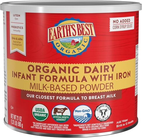 Earth's Best Organic Baby Formula for Babies 0-12 Months, Powdered Dairy Infant Formula with Iron, Omega-3 DHA, and Omega-6 ARA, 21 oz Formula Container in Saudi Arabia