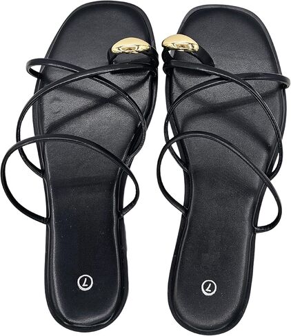 Trufox Women's Slide Sandals Flat Thongs Thongs مع حزام متقاطع للانزلاق الصيفي in Kuwait