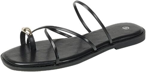 Trufox Women's Slide Sandals Flat Thongs Thongs مع حزام متقاطع للانزلاق الصيفي in Kuwait