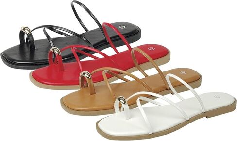Trufox Women's Slide Sandals Flat Thongs Thongs مع حزام متقاطع للانزلاق الصيفي in Kuwait