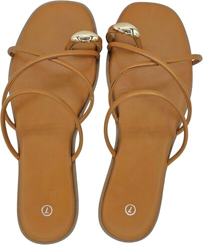 Trufox Women's Slide Sandals Flat Thongs Thongs مع حزام متقاطع للانزلاق الصيفي in Kuwait