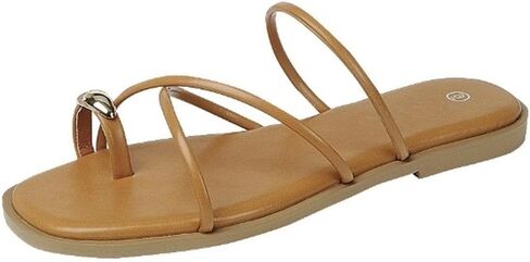 Trufox Women's Slide Sandals Flat Thongs Thongs مع حزام متقاطع للانزلاق الصيفي in Kuwait