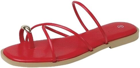 Trufox Women's Slide Sandals Flat Thongs Thongs مع حزام متقاطع للانزلاق الصيفي in Kuwait