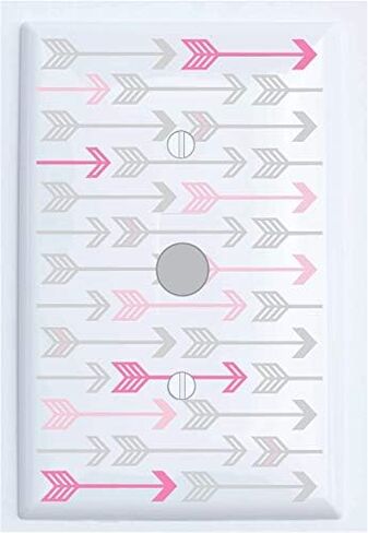 Single Toggle Pink, and Grey Arrow Print Light Switch Plate Covers/Arrows Woodland Forest Nursery Wall Decor for Baby Girls (Single Toggle) in Kuwait