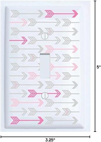Single Toggle Pink, and Grey Arrow Print Light Switch Plate Covers/Arrows Woodland Forest Nursery Wall Decor for Baby Girls (Single Toggle) in Kuwait