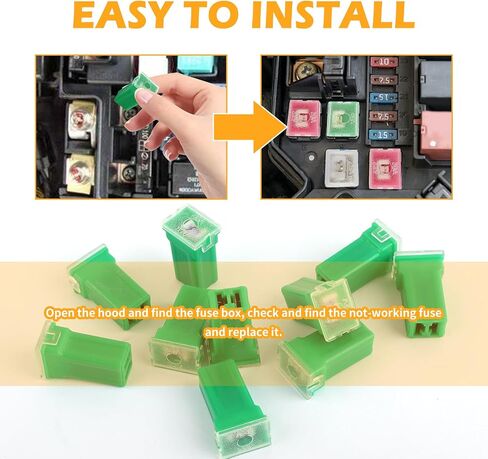 10pcs Car Jcase Fuse Kit ، ملف تعريف قياسي للسيارة مجموعة متنزهات تجنب الدوائر القصيرة ، Blow Slow Blow 30 amp ، ملحقات السيارات للسيارات والشاحنات وسيارات الدفع الرباعي (30A) in Saudi Arabia