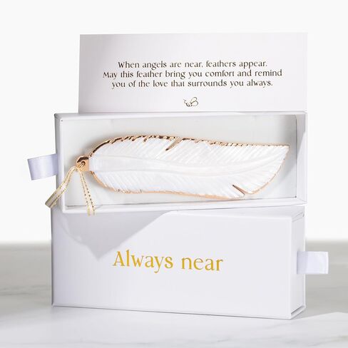 Hand-Carved Angel's Feather Memorial Ornament | Elegant Sympathy Gifts for Loss of Loved Ones | Remembrance Gift for Loss of Mother, Father, Pet, or Miscarriage | Includes Gift Box (1, No Charm) in Saudi Arabia