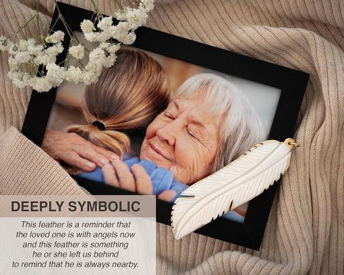 Hand-Carved Angel's Feather Memorial Ornament | Elegant Sympathy Gifts for Loss of Loved Ones | Remembrance Gift for Loss of Mother, Father, Pet, or Miscarriage | Includes Gift Box (1, No Charm) in Saudi Arabia