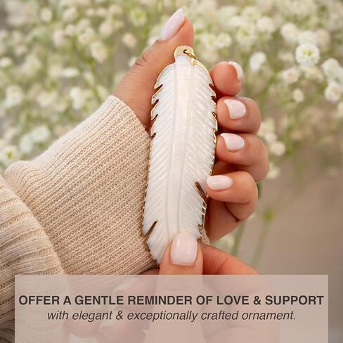 Hand-Carved Angel's Feather Memorial Ornament | Elegant Sympathy Gifts for Loss of Loved Ones | Remembrance Gift for Loss of Mother, Father, Pet, or Miscarriage | Includes Gift Box (1, No Charm) in Saudi Arabia