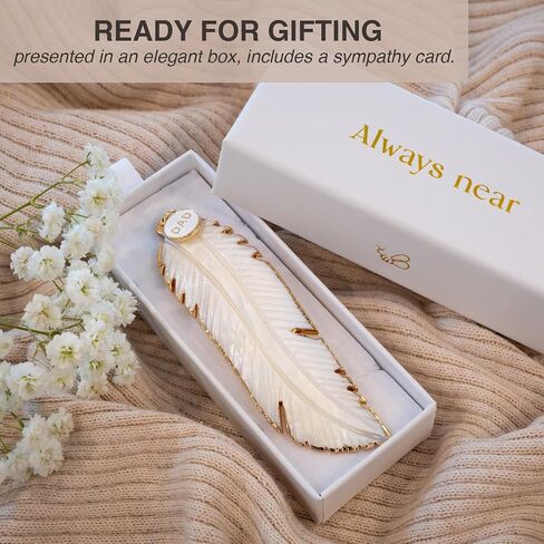 Hand-Carved Angel's Feather Memorial Ornament | Elegant Sympathy Gifts for Loss of Loved Ones | Remembrance Gift for Loss of Mother, Father, Pet, or Miscarriage | Includes Gift Box (1, No Charm) in Saudi Arabia