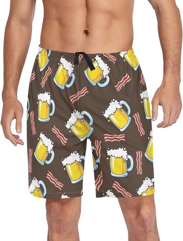 Ollabaky Men's Pajama Shorts Pjs Bottoms Sleep Shorts Lounge Wear Pajama Pants with Pocket in Kuwait