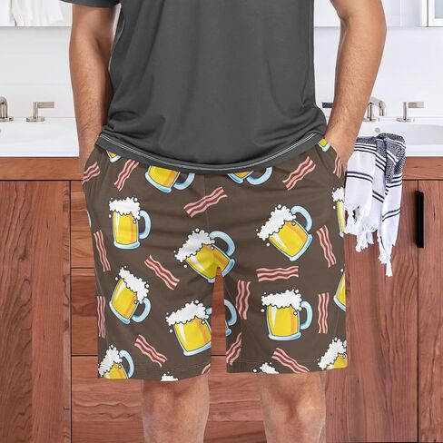 Ollabaky Men's Pajama Shorts Pjs Bottoms Sleep Shorts Lounge Wear Pajama Pants with Pocket in Kuwait