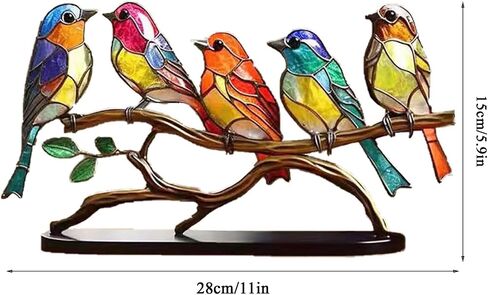 Colorful Birds Statue Ornament Tabletop Birds Decoration Acrylic Birds Decorative Metal Birds on Branch Desktop Ornaments for Home Decor Gift Table Decoration (Five Birds) in Saudi Arabia