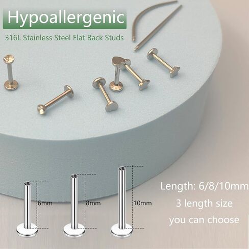 Internally Threaded Nose Stud Labret Piercing Medusa Jewelry Flat Back Earrings in Saudi Arabia