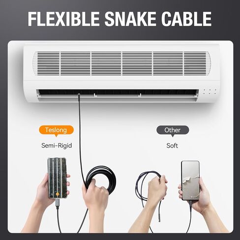 Endoscope Camera with Light for iPhone, Teslong USB-C Borescope Inspection Camera with 8 LED Lights, 10FT Flexible Waterproof Snake Camera Scope, Fiber Optic Cam for iOS Android Phone-No WiFi Required in Kuwait