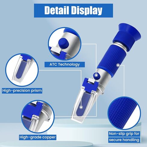 AMTAST Handheld Beer Refractometer Brix Refractometer Wine Refractometer Tester ATC Dual Scale-Brix 0-32% Specific Gravity 1.000-1.120, Made of Copper (Not Cheap Aluminum) in Saudi Arabia
