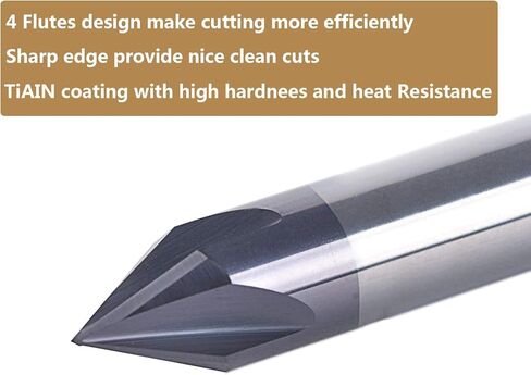Spetool 90 Degree Carbide V Bits with Tiain Coated 4 Flutes, Chamfer End Mill for Caving V Groove and Sign in Kuwait