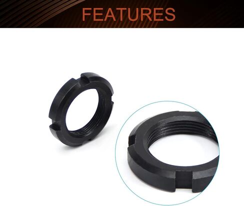 MroMax M33 x 1.5mm Carbon Steel Retaining Four-Slot Slotted Round Nuts Black 2Pcs in Saudi Arabia