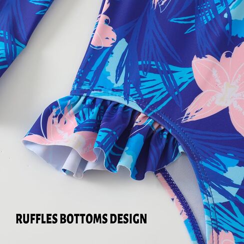 Kids Girls Swimsuit Long Sleeve One Piece Swimwear Zipper Bathing Suit UV Protection Rash Guard Swimming in Kuwait