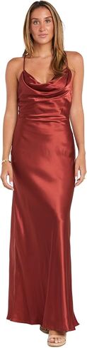 Juniors Long Satin Sleeveless Cocktail Dress W/Cowl Neck & Strappy Back in Saudi Arabia