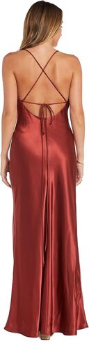 Juniors Long Satin Sleeveless Cocktail Dress W/Cowl Neck & Strappy Back in Saudi Arabia