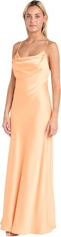 Juniors Long Satin Sleeveless Cocktail Dress W/Cowl Neck & Strappy Back in Saudi Arabia