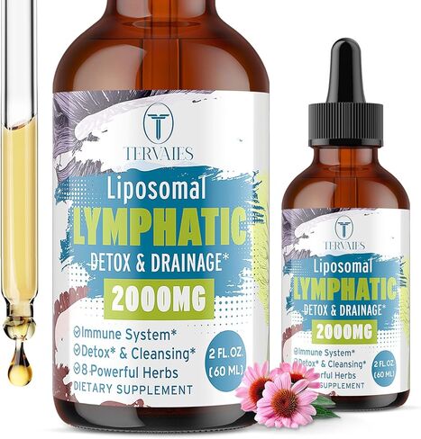 Liposomal Lymphatic Detox & Drainage Drops – 2000mg Herbal Blend with Elderberry & Echinacea – Supports Lymphatic Drainage, Immune System & Detox – 2 FL OZ in Saudi Arabia