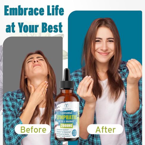 Liposomal Lymphatic Detox & Drainage Drops – 2000mg Herbal Blend with Elderberry & Echinacea – Supports Lymphatic Drainage, Immune System & Detox – 2 FL OZ in Saudi Arabia