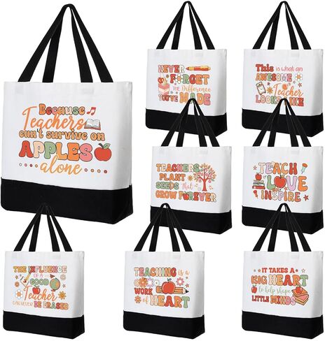 Sweetude 8 Pack Pack Pack Teacheriation Bag Canvas Bag Bag Bulk Rainbow Teachers Day Thanks Thanks Homps Treques in Saudi Arabia