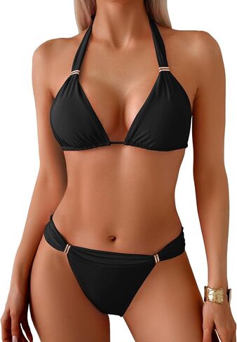 تاشهه نساء عالية القطع البيكيني مجموعة مثيرة مثلث حلقات انزلاق swimsuit ثلثين لطيف بدلة الاستحمام الرسن اللطيف in Kuwait