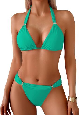 تاشهه نساء عالية القطع البيكيني مجموعة مثيرة مثلث حلقات انزلاق swimsuit ثلثين لطيف بدلة الاستحمام الرسن اللطيف in Kuwait