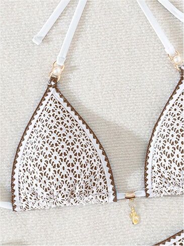 Milumia Women's Boho Triangle Bikini Set 2 Piece Halter Tie Side Bathing Suit in Kuwait