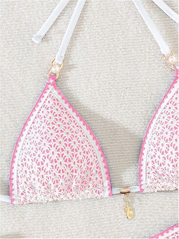 Milumia Women's Boho Triangle Bikini Set 2 Piece Halter Tie Side Bathing Suit in Kuwait