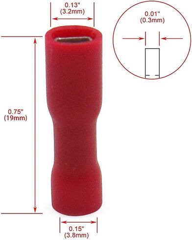 Baomain Red Female Insulated Spade Wire Connector Electrical Crimp Terminal 18-22 AWG 2.8 x 0.5mm Pack of 100 in Saudi Arabia