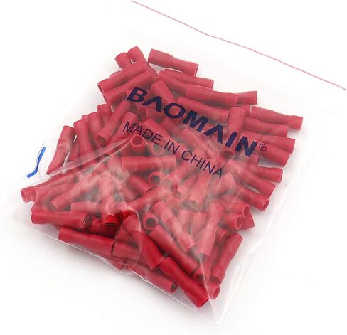 Baomain Red Female Insulated Spade Wire Connector Electrical Crimp Terminal 18-22 AWG 2.8 x 0.5mm Pack of 100 in Saudi Arabia