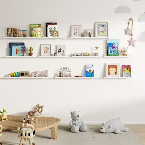 Dreamland Picture Shelf for Wall ، أرفف عائمة مجموعة من 2 ، 48 بوصة رفوف عائمة مع الشفاه لغرفة المعيشة ، غرفة نوم ، حمام ، مطبخ ، أبيض in Kuwait