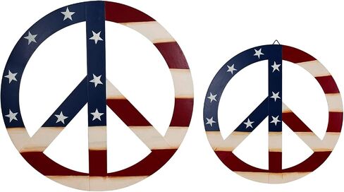 Patriotic Metal Peace Sign Home Decor Peace Symbol with Stars and Stripes Wall Hanging Ornament Decorative Plaque Sign American Decorations for 4th of July Memorial Day Party Decor (M) in Saudi Arabia