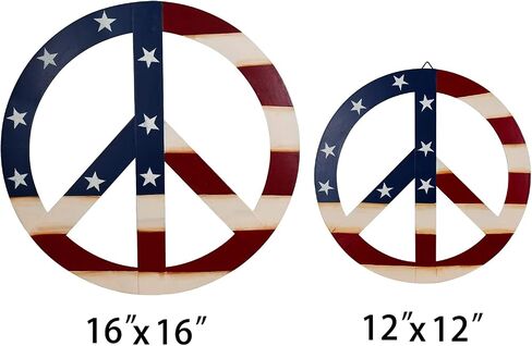 Patriotic Metal Peace Sign Home Decor Peace Symbol with Stars and Stripes Wall Hanging Ornament Decorative Plaque Sign American Decorations for 4th of July Memorial Day Party Decor (M) in Saudi Arabia