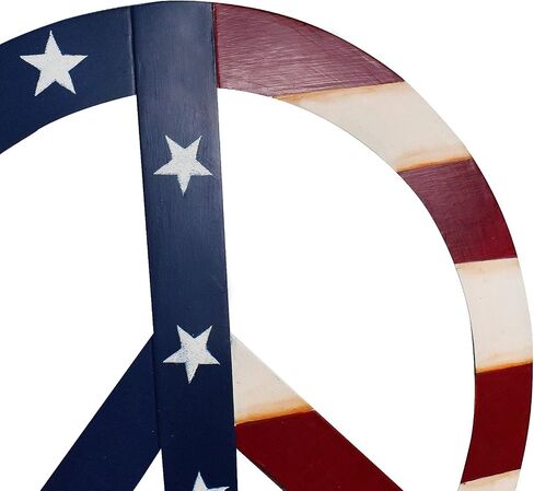Patriotic Metal Peace Sign Home Decor Peace Symbol with Stars and Stripes Wall Hanging Ornament Decorative Plaque Sign American Decorations for 4th of July Memorial Day Party Decor (M) in Saudi Arabia