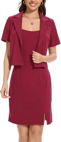 Women's Business Dress Suit Set 2025 Short Sleeve Blazer 2 Piece Outfits Work Blazer Formal Dress Suit in Kuwait