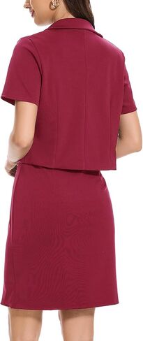 Women's Business Dress Suit Set 2025 Short Sleeve Blazer 2 Piece Outfits Work Blazer Formal Dress Suit in Kuwait