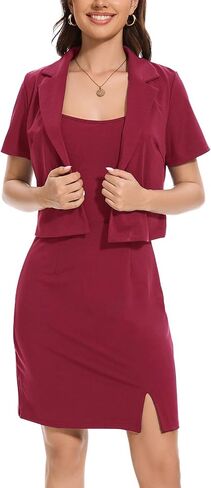Women's Business Dress Suit Set 2025 Short Sleeve Blazer 2 Piece Outfits Work Blazer Formal Dress Suit in Kuwait