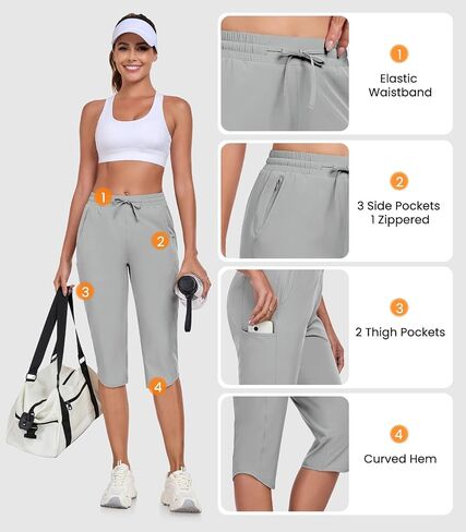 GymBrave Women's Capri Pants with 6 Pockets Quick Dry Lightweight Cargo Hiking Capris Outdoor Casual Travel in Kuwait