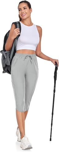 GymBrave Women's Capri Pants with 6 Pockets Quick Dry Lightweight Cargo Hiking Capris Outdoor Casual Travel in Kuwait